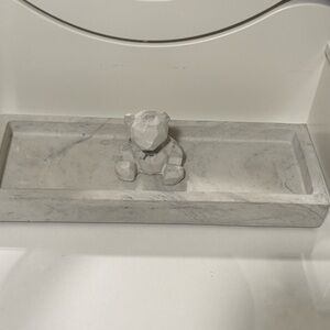 Elegant Concrete Tray & Bear Figurine